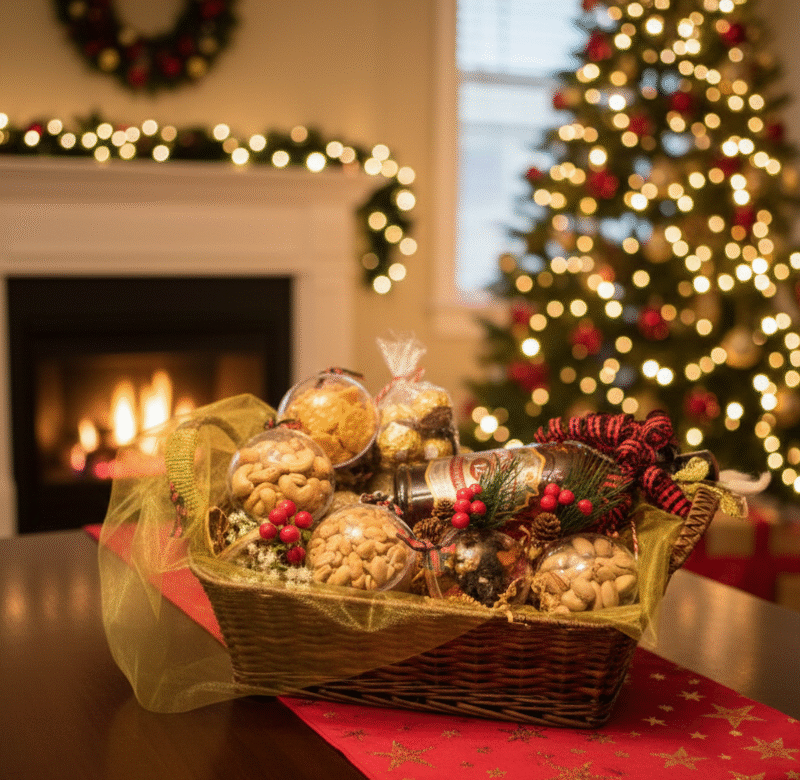 Χριστουγεννιάτικο Πολυτελές Καλάθι με Premium Ποτό & Γιορτινές Λιχουδιές