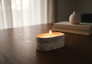 Χειροποίητο Κερί σε Οβάλ Μαρμάρινο Δοχείο