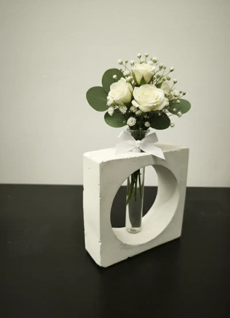 Χειροποίητη τετράγωνη Μπομπονίερα από με Γυάλινο Δοκιμαστικό Σωλήνα