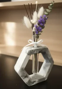 Χειροποίητη Μπομπονιέρα Γάμου Βάπτισης "Hexagon" με Αποξηραμένα Λουλούδια