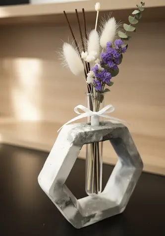 Χειροποίητη Μπομπονιέρα Γάμου Βάπτισης "Hexagon" με Αποξηραμένα Λουλούδια