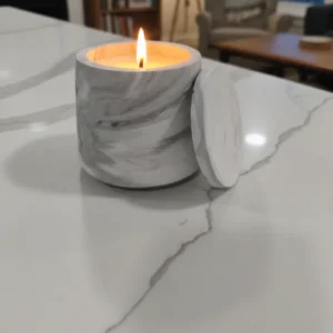 Μπομπονιέρα Marble Circle – Χειροποίητο Κυλινδρικό Δοχείο με Αρωματικό Κερί Σόγιας