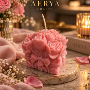 Χειροποίητο ροζ κερί τριαντάφυλλο AERYA Crafts